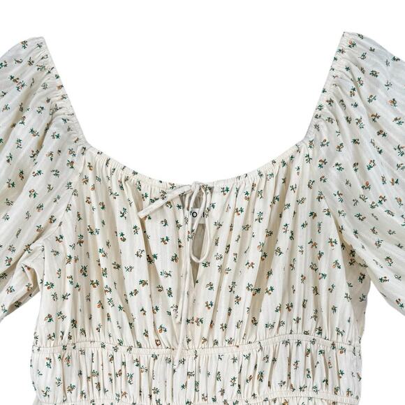 Storia Floral Cottagecore Dress Womens Large Cream Maxi Milkmaid Croquette - Picture 7 of 12